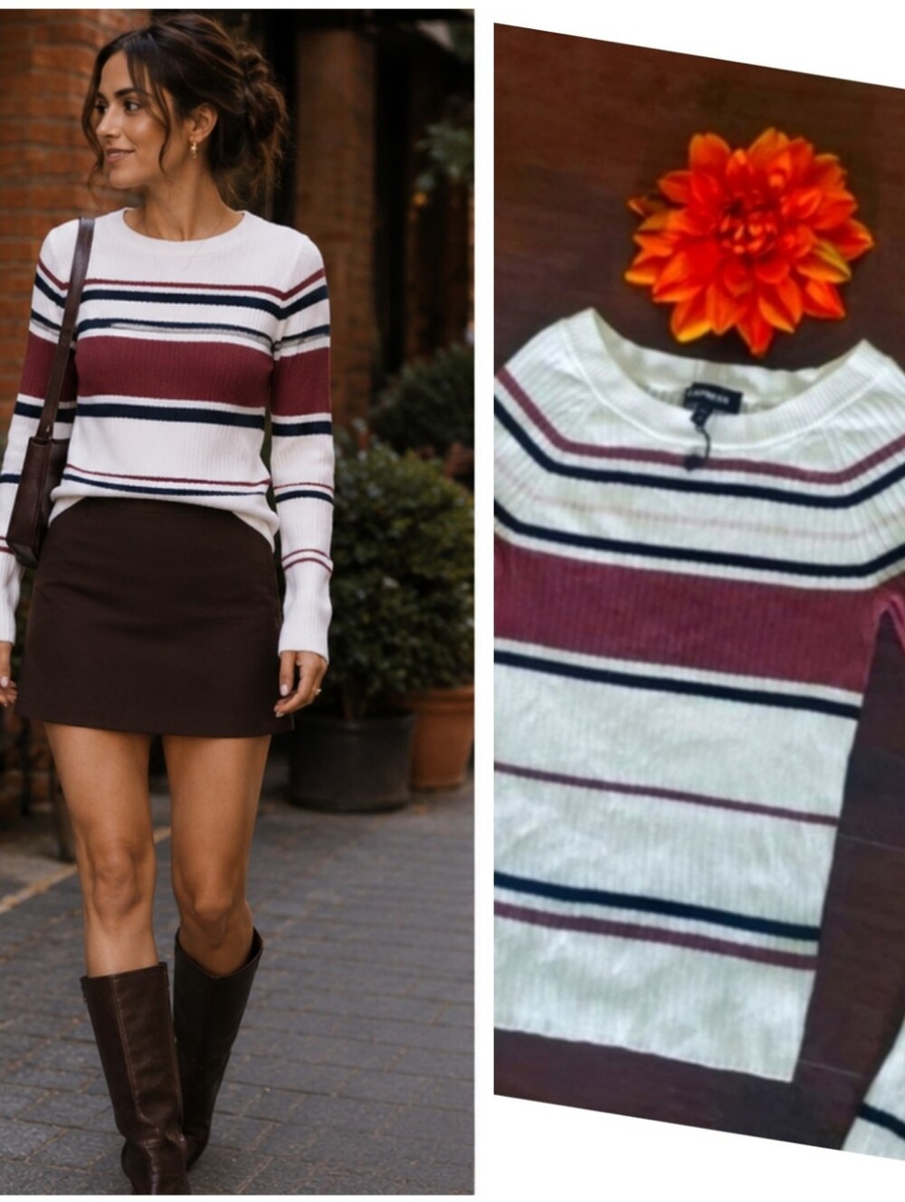 NEW EXPRESS CREW STRIPED SWEATER 🧤